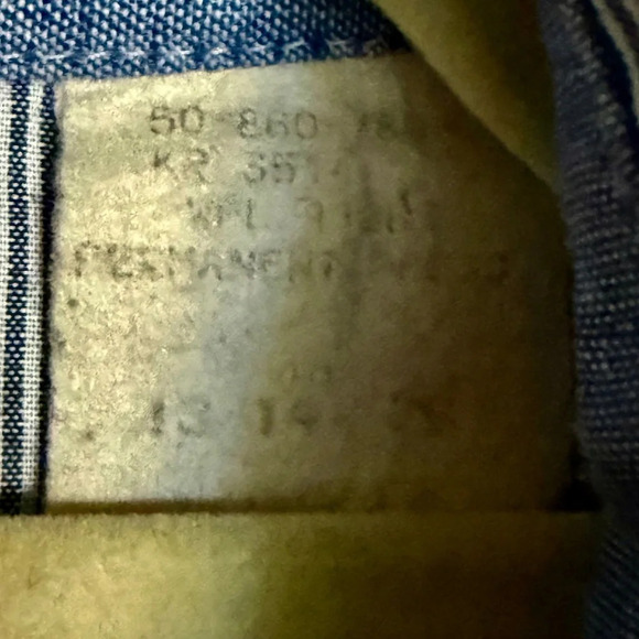 Vintage Kenny Rogers Western Denim Stripe Long Sleeve Shirt Size 13/14 Cowgirl - Picture 10 of 10